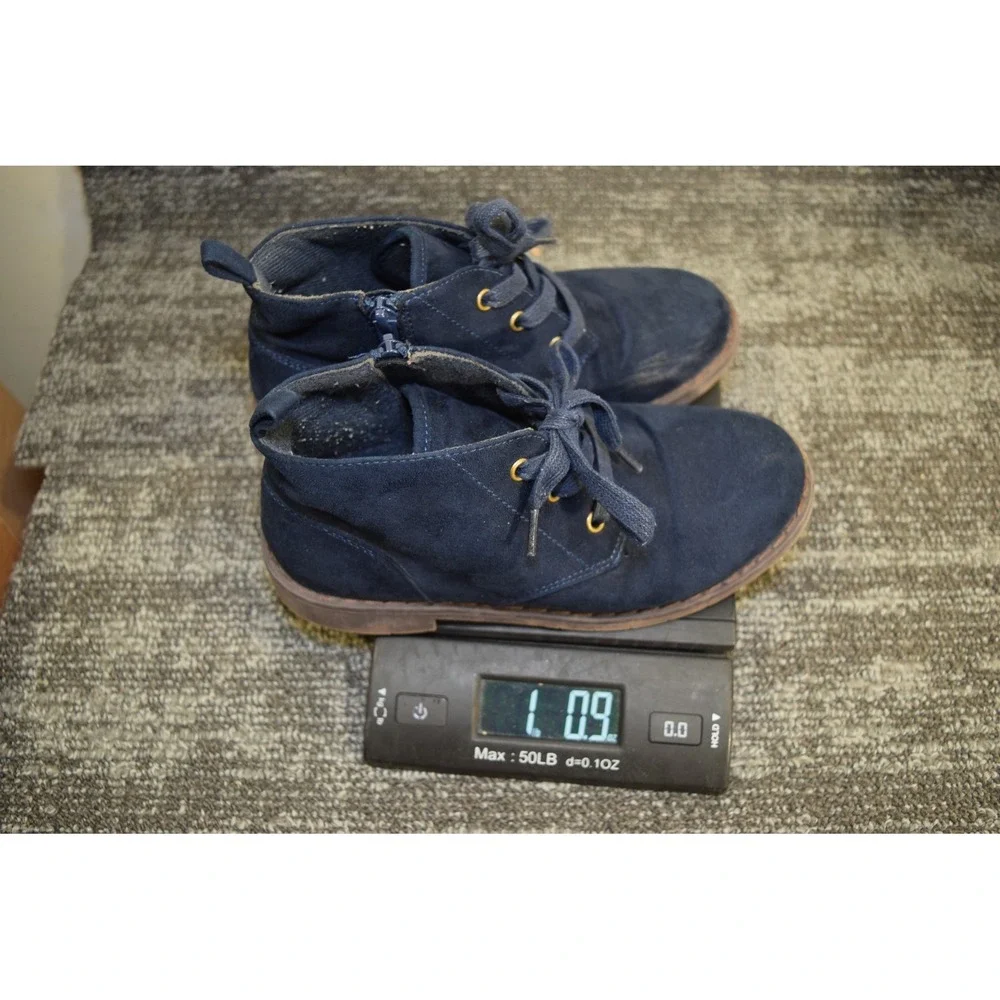 2024 Gymboree Blue Faux Suede Leather Ankle Lace Boots Blue Boys Girls 3 3048867